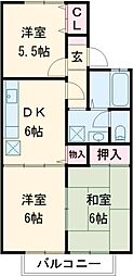 セジュールマルシェ2 3DKの間取図画像