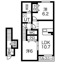 オアシス 2LDKの間取図画像