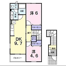 エクセラン 2DKの間取図画像