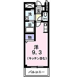 アドミラーブル ワンルームの間取図画像