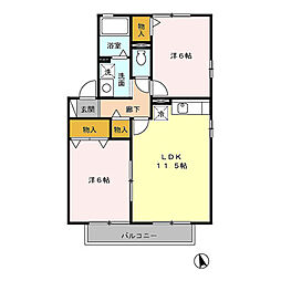 サンハイムフォレスト 2LDKの間取図画像