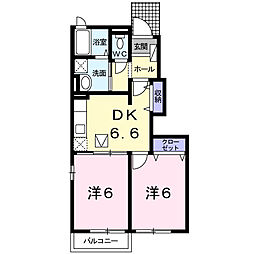 アーベイン浜田C 2DKの間取図画像