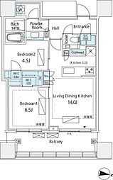 東京メトロ銀座線 渋谷駅 徒歩9分の賃貸マンション 26階2LDKの間取り