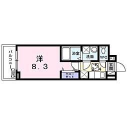 カーサ・オストロ 1階1Kの間取り