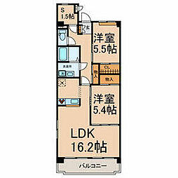メゾンプチシャトー出口　Ａ館 2階2SLDKの間取り