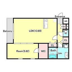 シエーナ川口元郷 1LDKの間取図画像
