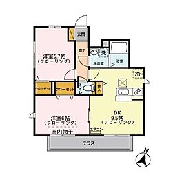 Residenz北園 2DKの間取図画像