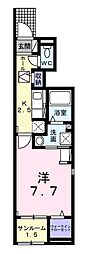 カリーノVI 1階1Kの間取り