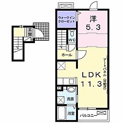 グリーンフィールド 2階1LDKの間取り