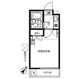 ジュネス稲田堤 2階1Kの間取り