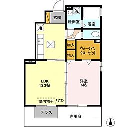 グリーンヴィラグマナスティ 1Kの間取図画像