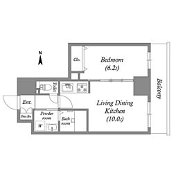 Osaka Metro御堂筋線 江坂駅 徒歩7分の賃貸マンション 2階1LDKの間取り