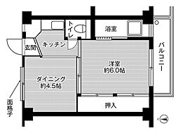 ビレッジハウス春木1号棟 1DKの間取図画像