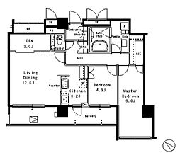 JR山手線 目黒駅 徒歩7分の賃貸マンション 2階2SLDKの間取り