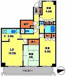 JR南武線 稲城長沼駅 徒歩10分の賃貸マンション 3階3LDKの間取り