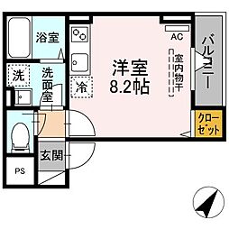 ルリアン江戸川 2階ワンルームの間取り