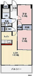 ディアコート土器田 2LDKの間取図画像