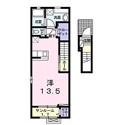 モダン・プリムローズ ワンルームの間取図画像
