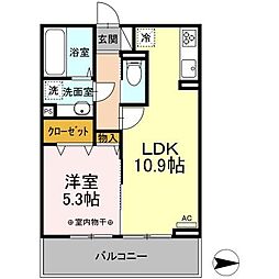 D-ROOM紅雲町C 1LDKの間取図画像