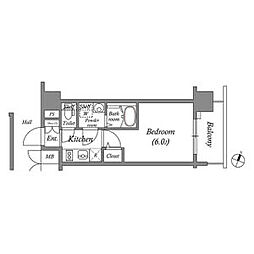 エスリード弁天町ポートヴィラ 1Kの間取図画像