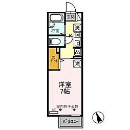 宇都宮テックハイツA 1Kの間取図画像