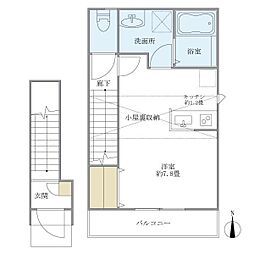 カーサシトラス 1Kの間取図画像