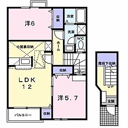 パルテールC 2LDKの間取図画像