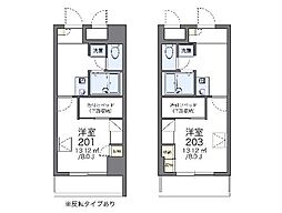 レオパレスOIビルユニオン 1Kの間取図画像