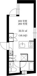 FARE西新宿5 ワンルームの間取図画像