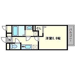 アムールHARMONYII 1階1Kの間取り