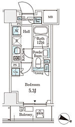 横浜市営地下鉄ブルーライン 阪東橋駅 徒歩6分の賃貸マンション 8階1Kの間取り