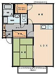JR水戸線 結城駅 徒歩16分の賃貸アパート 2階2LDKの間取り