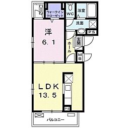 アプリコット 1LDKの間取図画像