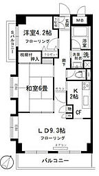 JR京浜東北・根岸線 洋光台駅 徒歩20分の賃貸マンション 2階2LDKの間取り