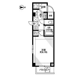 プレールドゥーク亀戸 1Kの間取図画像