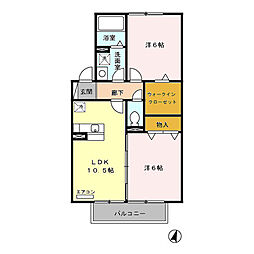 リリー坂下A 2LDKの間取図画像