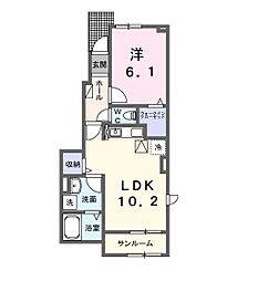 K.Z will G 1LDKの間取図画像