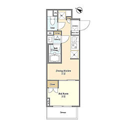 JR京浜東北・根岸線 鶴見駅 徒歩8分の賃貸マンション 2階1DKの間取り