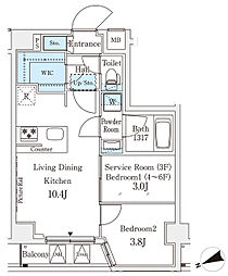 アジールコート山手動坂 3階1SLDKの間取り