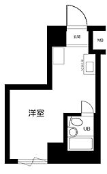 JR山手線 駒込駅 徒歩7分の賃貸マンション 4階1Kの間取り