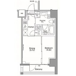 東京メトロ銀座線 表参道駅 徒歩10分の賃貸マンション 3階1DKの間取り