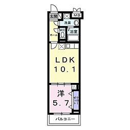 メゾンアイティキング 1LDKの間取図画像