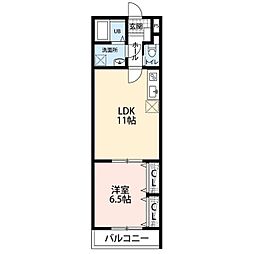 ＦＩＥＬＤI 2階1LDKの間取り