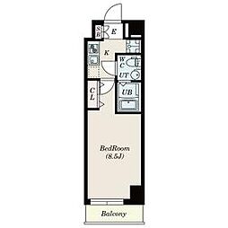 都営大江戸線 牛込神楽坂駅 徒歩1分の賃貸マンション 4階1Kの間取り