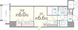 ブラウ上町台 1LDKの間取図画像
