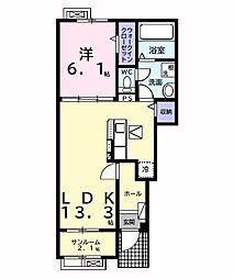カナサティーラ 1階1LDKの間取り