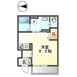 都営大江戸線 中井駅 徒歩5分の賃貸アパート 1階ワンルームの間取り