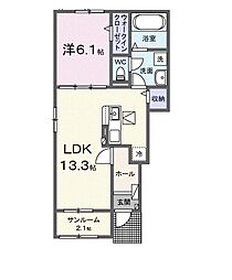 フェリーチェ 1LDKの間取図画像