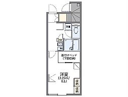 レオパレスベルウィング 1Kの間取図画像