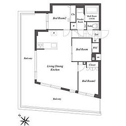都営大江戸線 西新宿五丁目駅 徒歩10分の賃貸マンション 5階3LDKの間取り